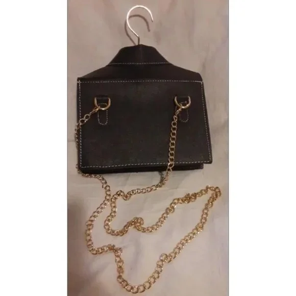 Fun Black Button Down Jacket Shirt on Hanger Crossbody Wristlet Handbag - Picture 5 of 5